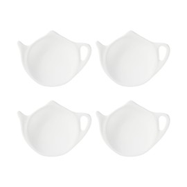 Supreme Housewares Tea Bag Holders, Teapot Shaped Tea Bag Coasters Spoon Rests Saucer Seasoning Dish Set, White, 4 x 3 Inch, Set of 4