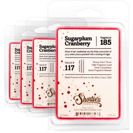 Shortie's Candle Company Sugarplum Cranberry Wax Melts Bulk Pack - Formula 117-4 Highly Scented Bars - Made with Natural Oils - Christmas & Holiday Air Freshener Cubes Collection