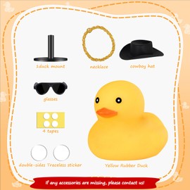 AILOVETECK Rubber Ducks with Duck Plug Mount, Car Ducks for Dashboard, Dashboard Duck for Car Jeep Decoration, Funny Car Dashboard Accessories Gift, Yellow Duck with Black Cowboy Hat
