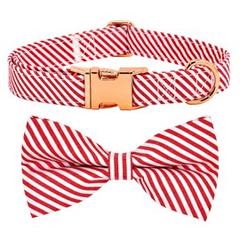Classical Red Stripe Dog Bow Tie Dog Collar Accessory, Detachable Bowtie, Adjustable Collar for Small Medium Large Dogs