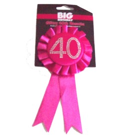 Alandra Birthdays BADGE-40-HP-BIRTH Diamante 40 THZ Birthday Rosette, Hot Pink