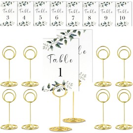 10-Pack Gold Table Number Holders – Elegant Place Card & Photo Stands for Weddings, Events & Parties – 3.3 Table Sign Holders – Stylish Gold Clip Stand for Table Decorations