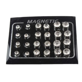 POFET 12 Pairs Crystal Studs Magnets Earrings No Piercing Stud Earrings 4 mm 6 mm 7 mm
