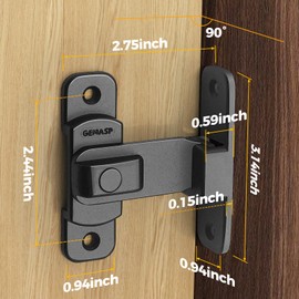 GEMASP Door Lock Latch, 90 Degree Flip Barn Door Lock, Secure Portable Hook Lock Latch for Door, Garden, Bathroom, Garage, Window, Outdoor, Garage, Barn (Black)