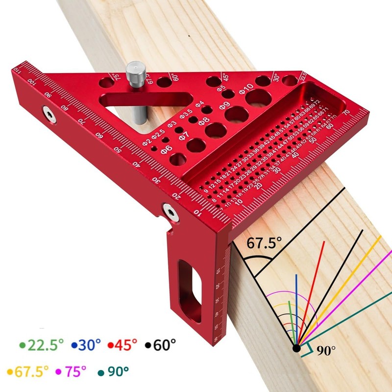 Tofelf 3D Multi-Angle Measuring Ruler,45/90 Degree Aluminum Alloy Woodworking Square