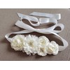 Handmade maternity sash belt with flowers and bow rhinestones decor