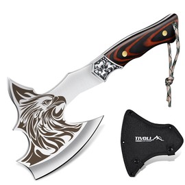 TIVOLI Camping Hatchet with Nylon Sheath,Survival Axe Viking Axes for Outdoor Splitting Wood Eagle Style, Hand Camping Axe with Gift Box Full Tang for Adventure, Hunting, Trekking, Gardening