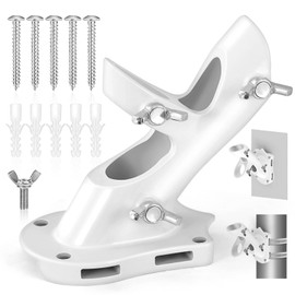 Flag Pole Holder, Anovo Flag Pole Brackets Mount Outside House Heavy-Duty Aluminum Metal Rust Proof Bracket 1" Inner Diameter 2 Positions with Hardwares for Outdoor Wall Mounting Porch( White-1 Pack)