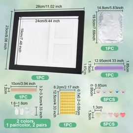 OLYCRAFT Keepsake Set with Paw Print of Dog or Cat Black 28 x 23 x 1.9 cm Clay Pattern Wooden Picture Frame Paw Print Set Keepsake Large Clay Area with Adjustment Tool for Animal Lovers Accessories