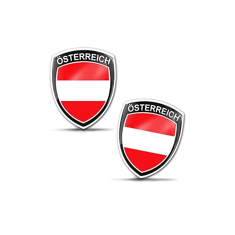 Skino Eu 2 x 3D Gel Sticker Austrian Flag Badge