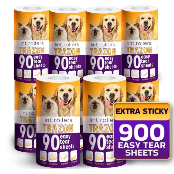 Trazon Lint Roller Refills 10 Pack of 900 Sheets /