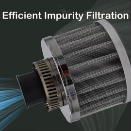 Universal Cold Air Intake Filter, 12mm Air Intake Filter High Performance Turbo Vent Breather for Car & Motorcycle (Sliver)