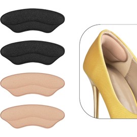 MATIE FIX Heel Grips Liner Cushions Inserts for Loose Shoes, Heel Pads Snugs for Shoe Too Big Men Women, Filler Improved Shoe Fit and Comfort, Stop Heel Slip and Blister (4 Pairs) (H Pale Apricot+Black)