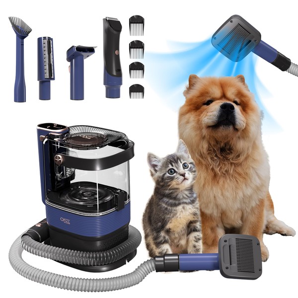 ONE Products 7 in 1 Dog Grooming Clipper and Hair Trimming Kit with 3.2L Capacity, 6 Replaceable Heads, 4 Combs Suitable for All Hair Lengths, Low Noise Pet Hair Remover with Dog Nail Clippers