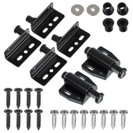 2 Sets : 2 Cabinet Magnetic Touch Latch 4 Pivot Hinge, Corner Cabinet Hinge Concealed Hinges Cabinets Wood Door Hinges with Pin for Furniture Cabinets Wood Doors Drawer Wardrobe Showcase
