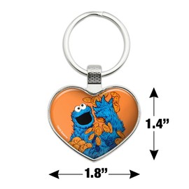 GRAPHICS & MORE Sesame Street Vintage Cookie Monster Keychain Heart Love Metal Key Chain Ring