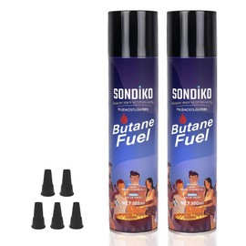 Sondiko Butane Refill 300 ml, Butane Fuel Refill, Lighter Fluid Refill Canister, Butane Refill for Torch Lighter, Butane Torch, Kitchen Blow Torch(2 Can)