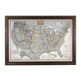 Push Pin Travel Maps - Executive US - Solid Wood Brown Framed Pin Map for Tracking Your Travels - 27.5" x 39.5" - 8 Handcrafted Frame Options - Made in USA - Ideal for Any Traveler