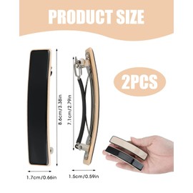 FUGLUS 2pcs2x großen Haarspangen für Damen, Französische Haarspange Elegant, Haarspange für Mädchen, Haar-Accessoires, rechteckiges Design, automatische Clips in 2 Farben für dickes Haar