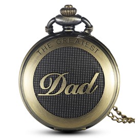 Swhily Pocket Watch, Mens Vintage Quartz Dad Pocket Watches with Chain for Daddy Birthday,Valentine's Day, Christmas + Gift Box (Bronze)