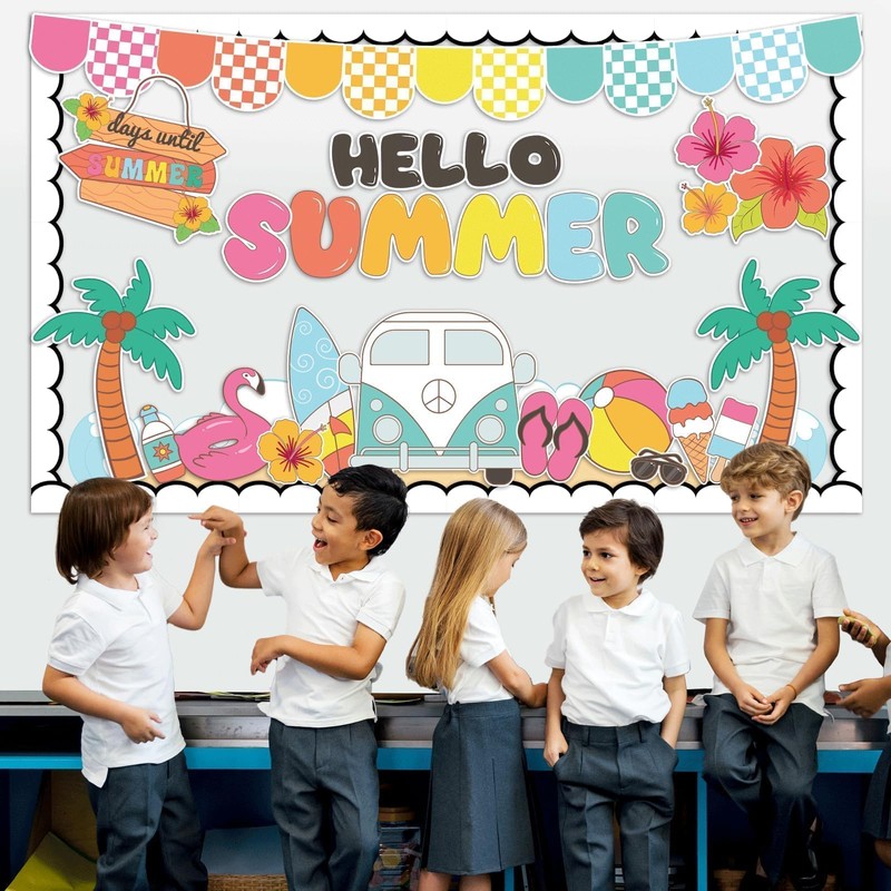 Hello Summer Bulletin Board Summer Beach Cutouts Summertime Bulletin Board