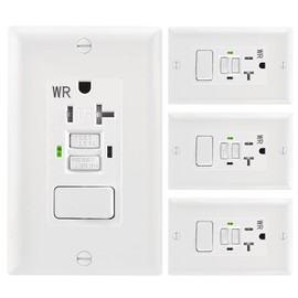 Wengart GFCI Outlet,4Pack AC125V 20Amp Weather-Resistant and Tamper-Resistant GFCI Receptacle with Combination Switch,ETL Listed,Back &Side Wire,White