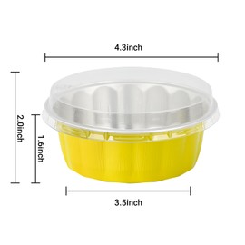 Beasea Aluminum Cups for Baking, 8oz 50 Pack Disposable Ramekins with Lids, Lemon Yellow Aluminum Foil Cups Creme Brulee Muffin Cupcake Baking Cup Mini Pudding Cups for Party Wedding Birthday
