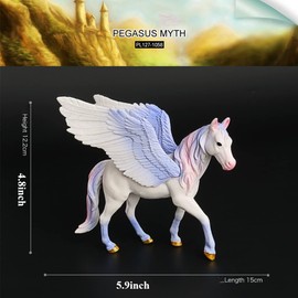Doyomtoy Unicorn Toy Figure Winged Unicorn Figure Model, Realistic PVC Animals Models Figurines, for Crafts Accessories, Children Party Presentsi
