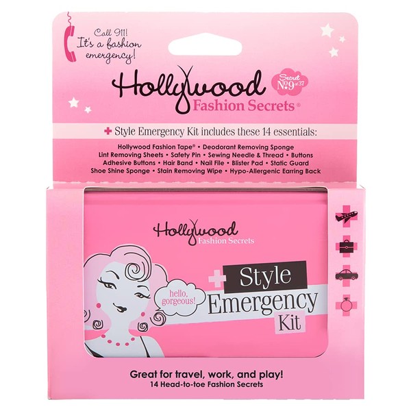 Hollywood Fashion Secrets Style Emergency Kit - Tin, Complete Wardrobe Essential, Handy, Compact Wardrobe Repair, 14 Piece