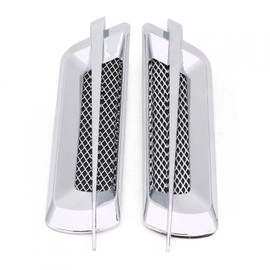 2pcs Car Side Air Vent Trim Cover, Universal Mesh Vent Air Flow Fender Intake Grille Vent Net Cover Decoration Sticker (Silver)