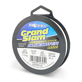 Grand Slam Bluewater 100% Fluorocarbon Leader, 25 lb (11.3 kg) Test.018 in (0.45 mm) Dia, Blue, 25 yd (23 m) Spool