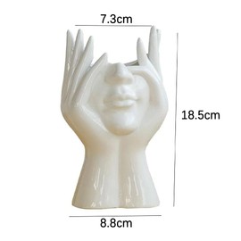 Decorative Face Makeup Brush Holder, Face Hand Design Bohemian Modern Elegant Station for Bathroom Dorm Home Desktop, Modern Art Storage Container for Cosmetic Tools and Stationery