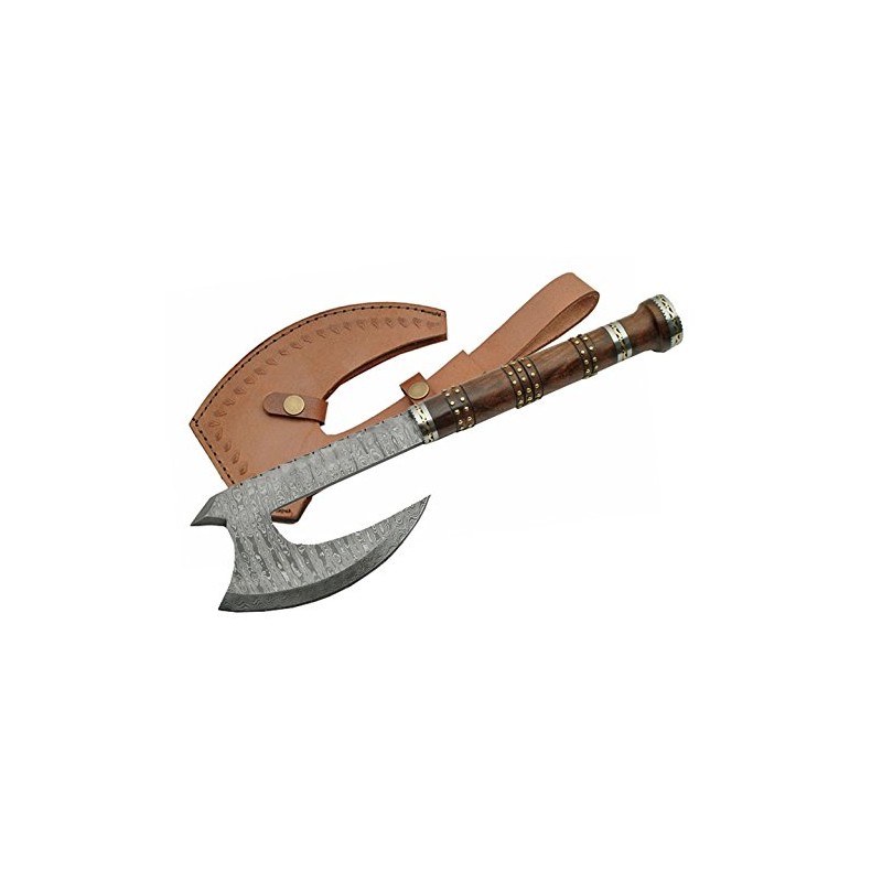 SZCO Supplies DM-1107 Damascus Steel Rosewood Hatchet Axe