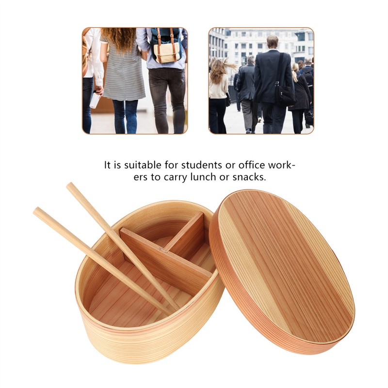 1Layer Bento Box Wood Lunch Box Wooden Sushi Tableware Bowl