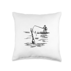 Angel Fishing, lustige Sprüche Angler Fish Comic Art for Men Women Children Throw Pillow, 16x16, Multicolor