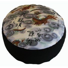 Boon Decor Meditation Cushion Zafu Pillow Buckwheat & Kapok Fill - Limited Edition Kenji Dragons