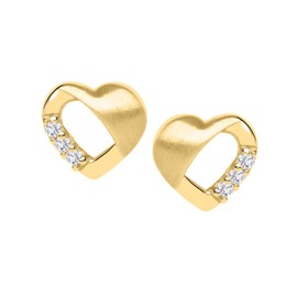 My Gold Sweet Valentine Girls' Heart Earrings Genuine Yellow Gold 333 Gold (8 Carat) Zirconia Mini 6 mm x 7 mm, Yellow Gold, Cubic Zirconia