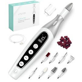 PediLux Pro Professional Manicure Pedicure Kit, Cordless Electric Nail File Drill Set, Thick Toenail Grinder, Toe Nail Dremel Tools, Filer, Buffer, Sander, Remove Cuticles, Callus for Men & Women