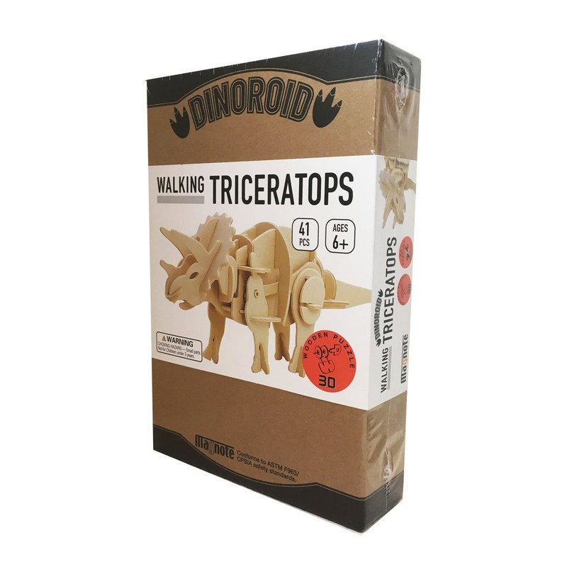 DINOROID Triceratops Walking 3D Wooden Dinosaur Puzzle