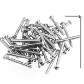 HELIFOUNER 100 Pieces M3 x 25mm, Thread Pitch 0.5mm, 304 Stainless Steel (18-8) Button Head Socket Cap Screws, Fully Threaded