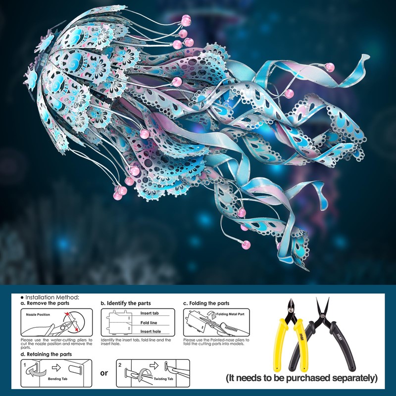 Piececool 3D Puzzles for Adults, Jellyfish Night Light with USB