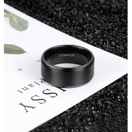 TIGRADE 4mm 6mm 8mm 10mm Black Titanium Rings Wedding Band Matte Comfort Fit for Men Women Size 3-15, Black 10MM, Size 11