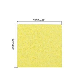 sourcing map 25PCS Soldering Sponge 60 x 60mm Square with Holes Yellow Cleaning Pad Iron Replacement for Cleaning Soldering Iron 2mm Natural Thickness 11mm Water Absorption Thickness
