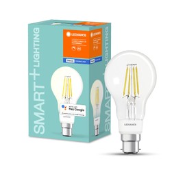 LEDVANCE Smart Led Lamp With Bluetooth, B22D, Dimmable, Warm White (2700 k), Replaces Incandescent Lamps With 60 W, Controllable With Alexa, Google And Apple, Smart + Filament Classic Dim, Pack Of 4