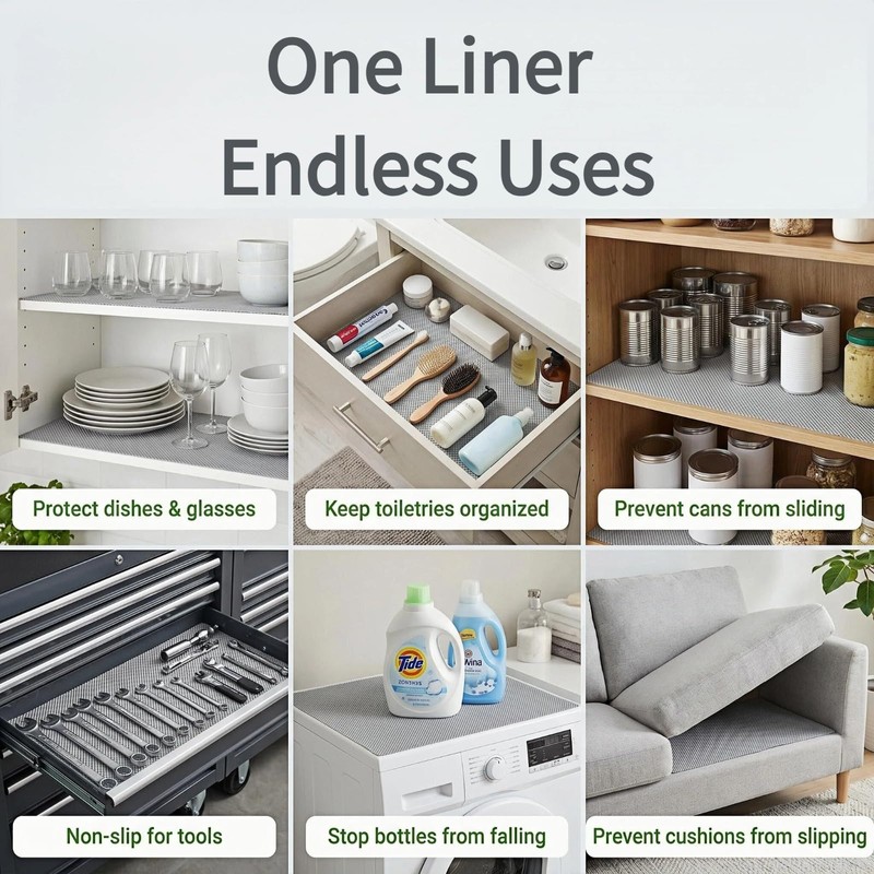 Drawer Liner, Shelf Liner, Non Slip, Non-Adhesive, 12" x 20'