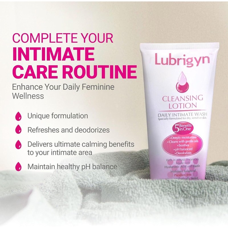 Lubrigyn Cleansing Lotion, Moisturizing Replenishing Daily Feminine Wash Hyaluronic 7