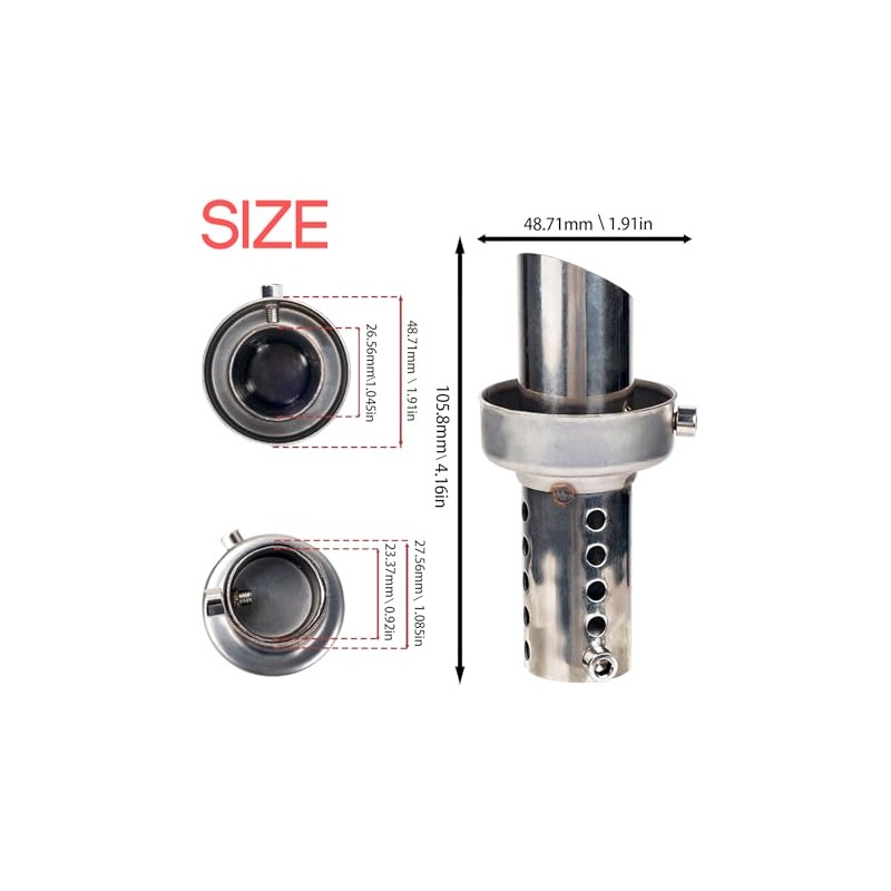 Larcele Motorcycle 48mm Adjustable and Detachable Universal Inclined Rear Silencer