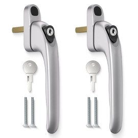 Bwintech 2 Pcs in-Line Satin Chrome UPVC Zinc Alloy Window Handle, 43mm Spindle for Indoor and Outdoor UPVC Window