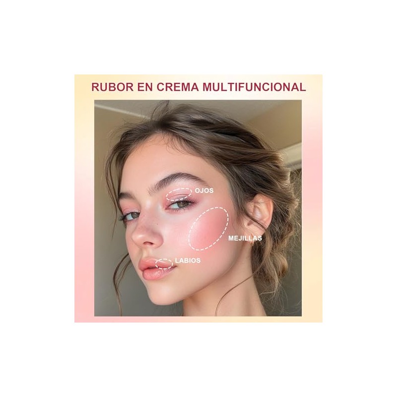 Rubor Multifuncional en Crema con Esponja Incorporada, 3 en 1