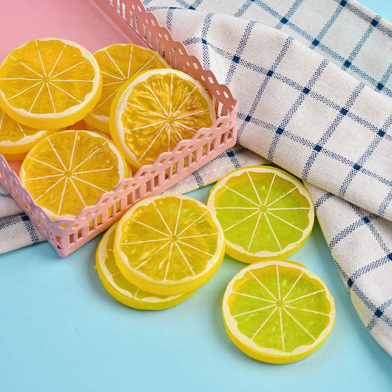 12Pcs Fake Lemon Slices Artificial - Fruit Party Decorations Fake